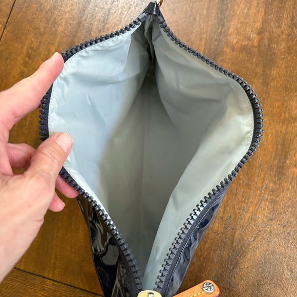 MZ WALLACE Zipper Pouch Cosmetic Makeup Bag Nylon Shiny Navy 7.5”x12” - Picture 7 of 7